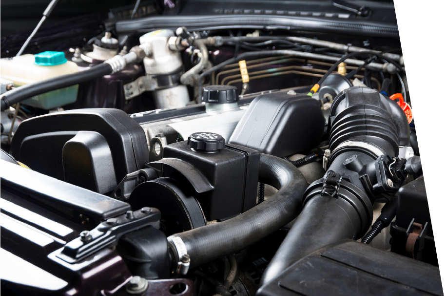 photo of the open engine bay compartment, prepped for car ac repair
