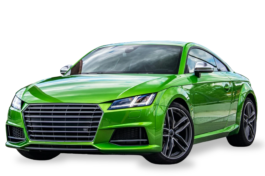 photo of a green car after european auto repair