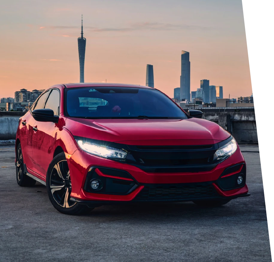 photo of a red car in an asian country after Honda repair