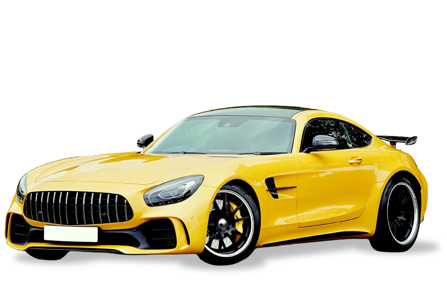 photo of a yellow car after mercedes benz repair